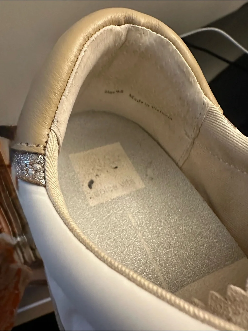 Dolce Vita Cream Sneakers with Silver Metallic Trim